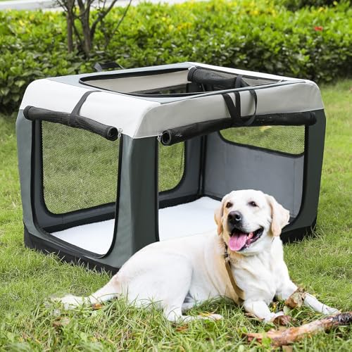 36 Inch 3-Door Collapsible Dog Crate Y373