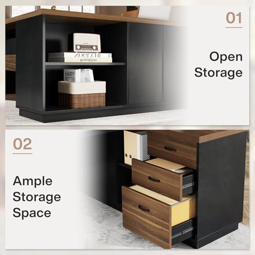 78" L-Shaped Desk with Drawers and File Cabinet X93785