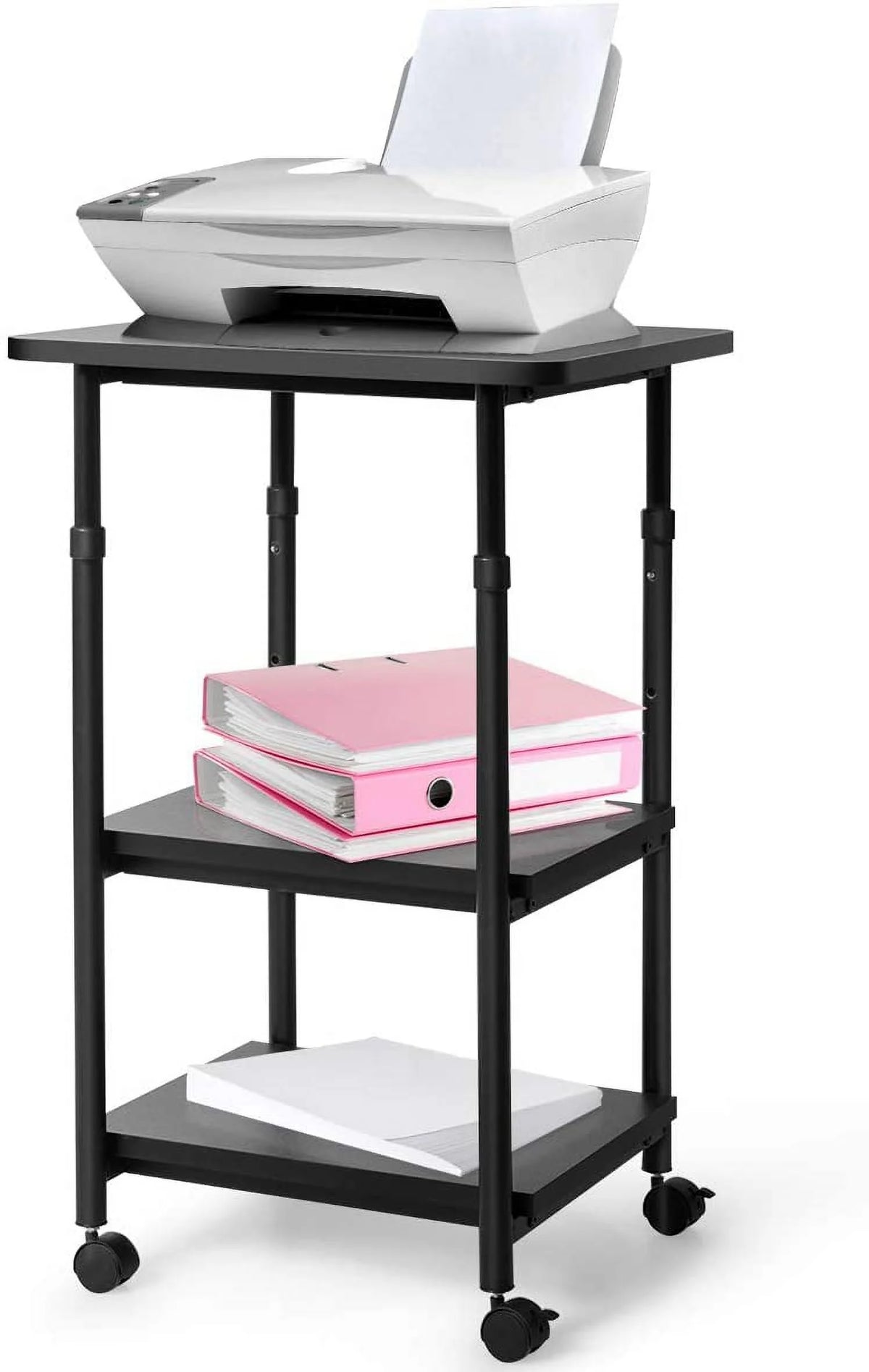 3-Tier Adjustable Rolling Printer Stand with 2 Storage Shelves F11245
