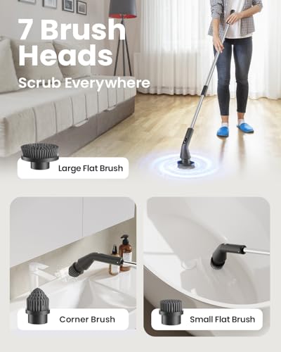 Cordless Electric Spin Scrubber with 7 Brush Heads D174111