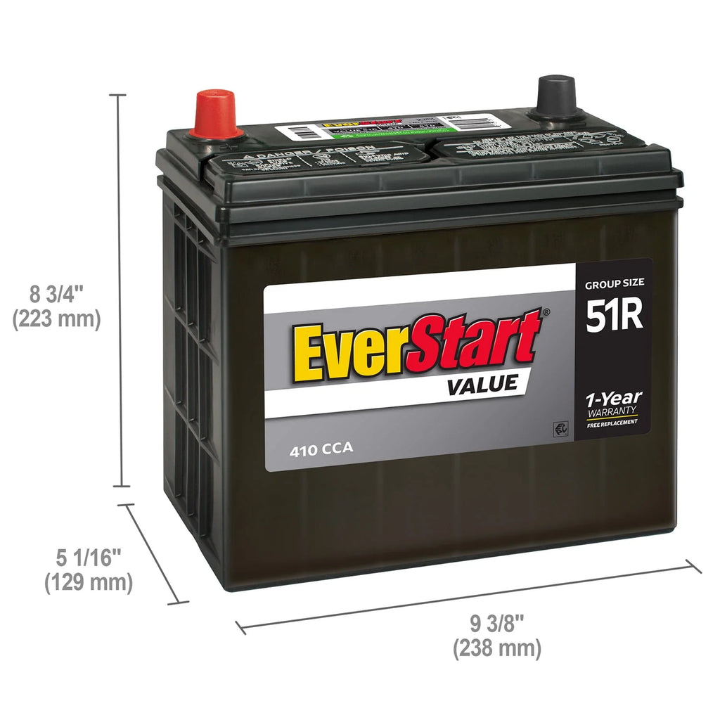 Lead Acid Automotive Battery Group Size 51R 12 Volt 410 CCA U24229