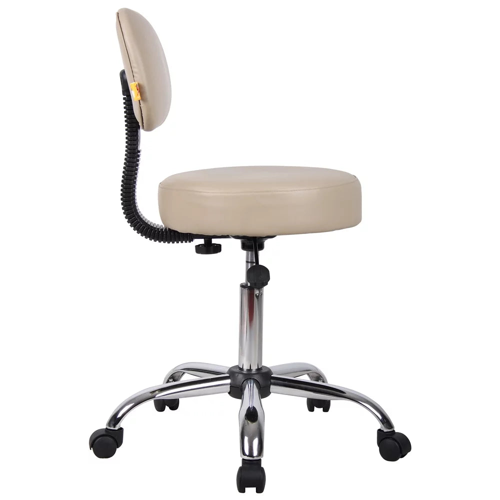 Beige Adjustable Rolling Stool with Back I792