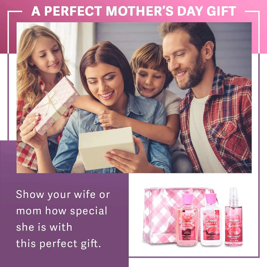 Japanese Cherry Blossom 3 Piece Set Shower Gel, Mist, and Lotion T19050