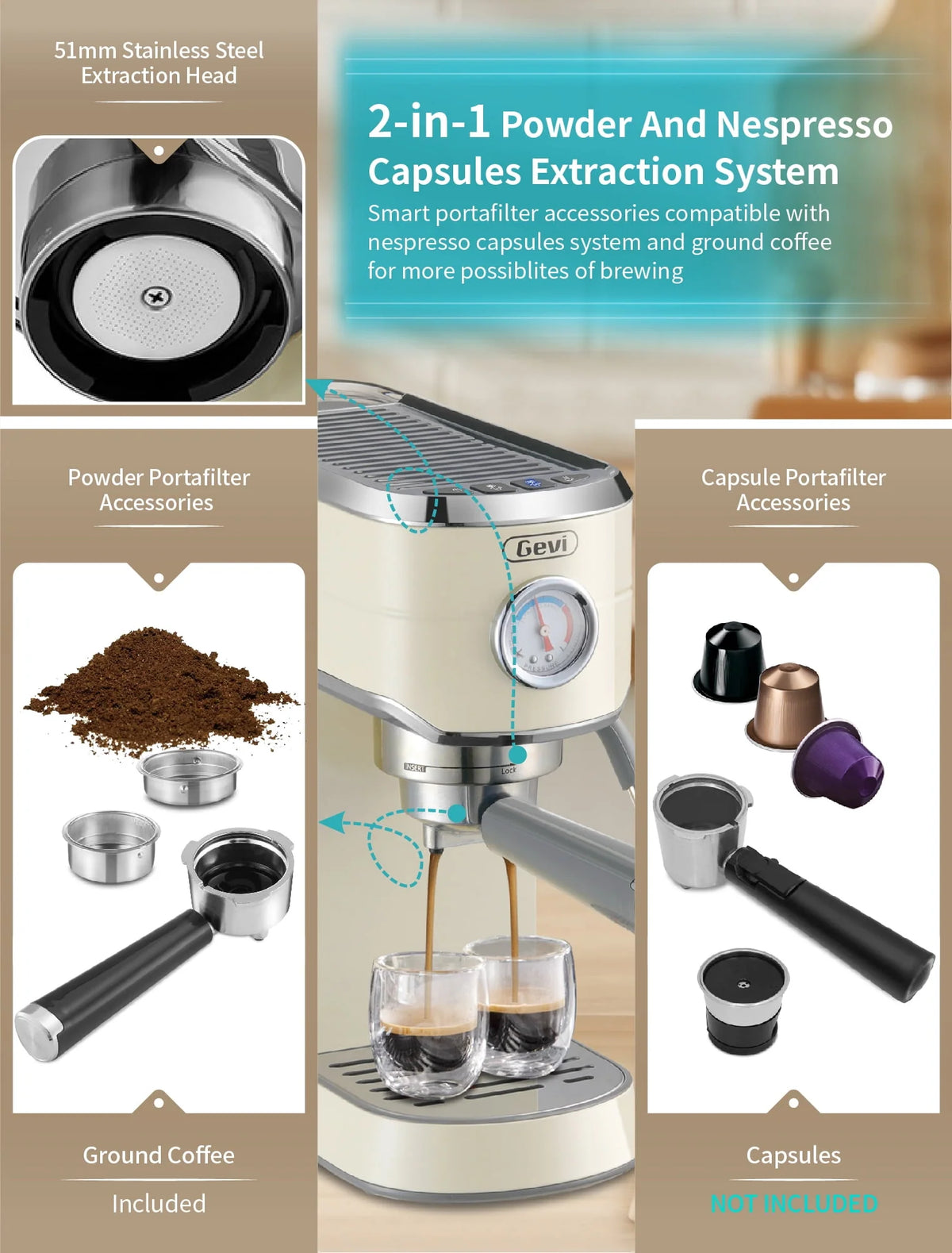 20 Bar Espresso Machine with Burr Coffee Grinder X9135