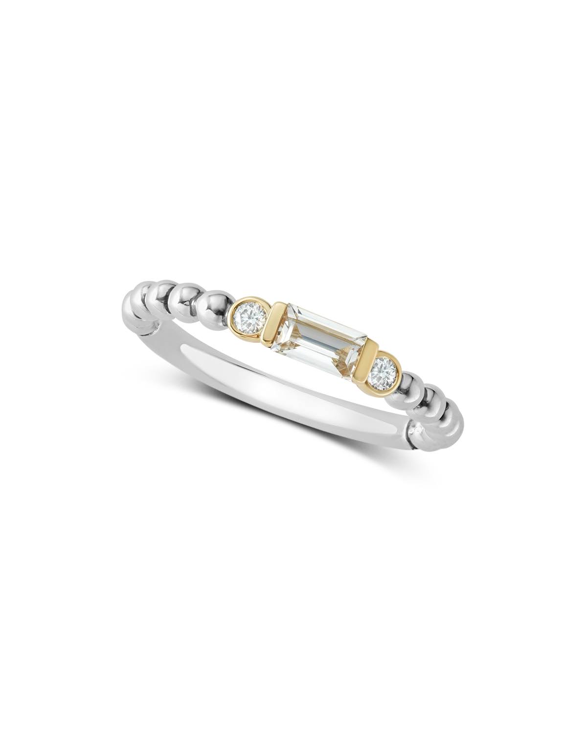 18K Gold Sterling Silver White Topaz Diamond Stacking Ring F34413