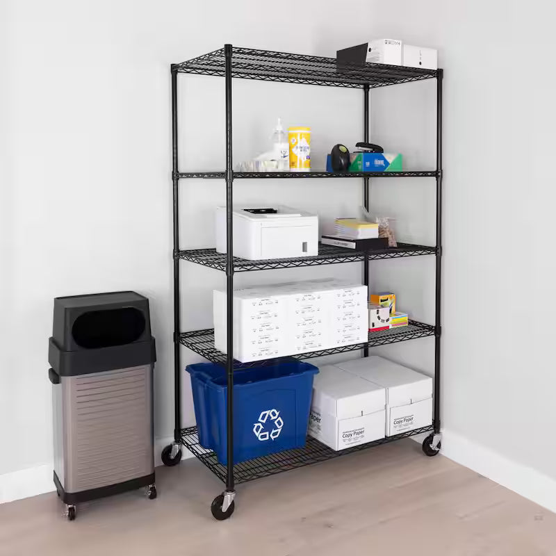 Black 5-Tier Steel Wire Shelving Z269189