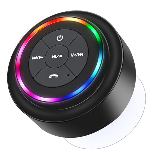 Bluetooth Shower Speaker with Suction Cup, IP67 Waterproof Speaker with LED Light B140077