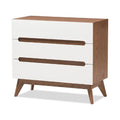 White and Walnut Wood 3-Drawer Storage Chest Y208314