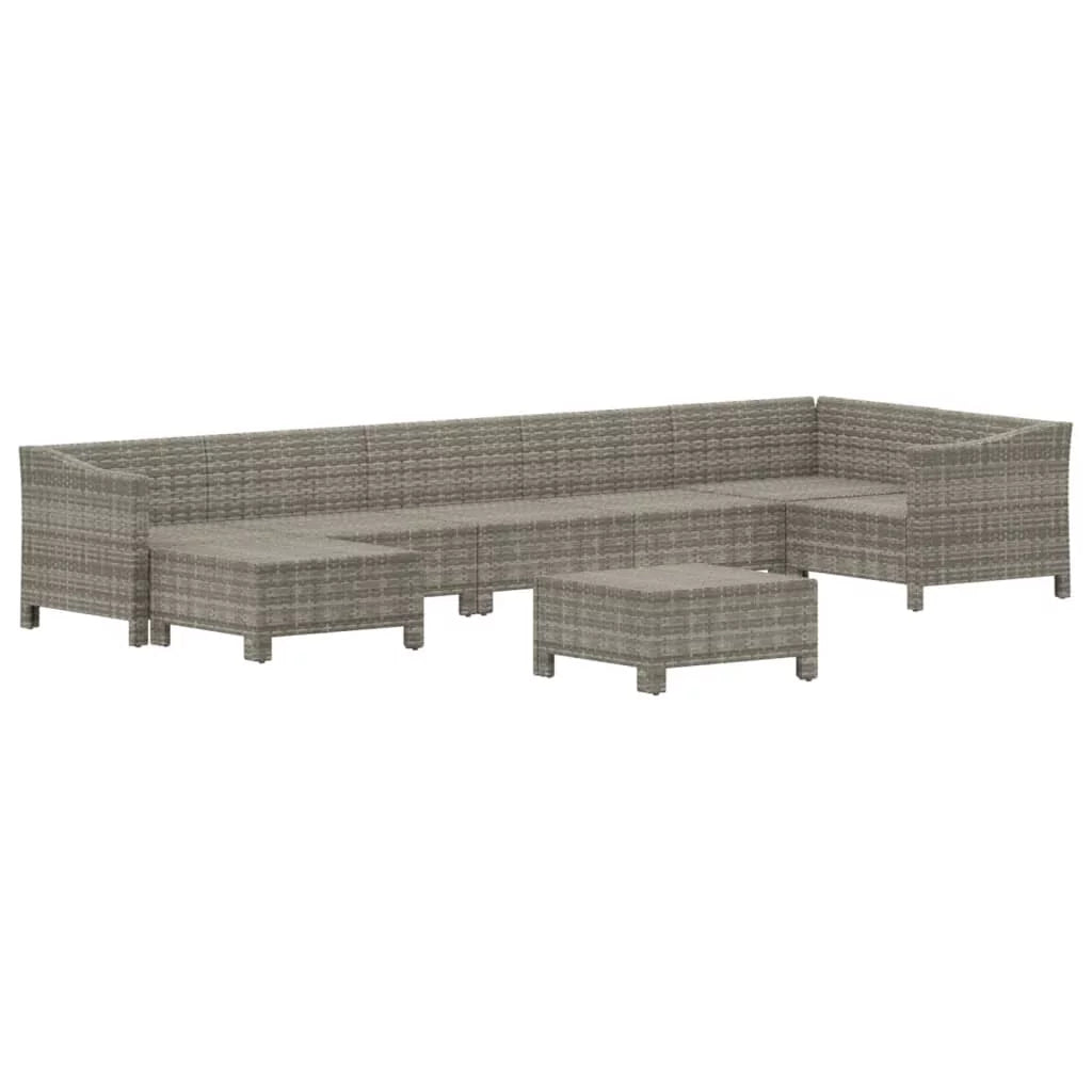 8 Piece Patio Set with Cushions Gray Poly Rattan M7823