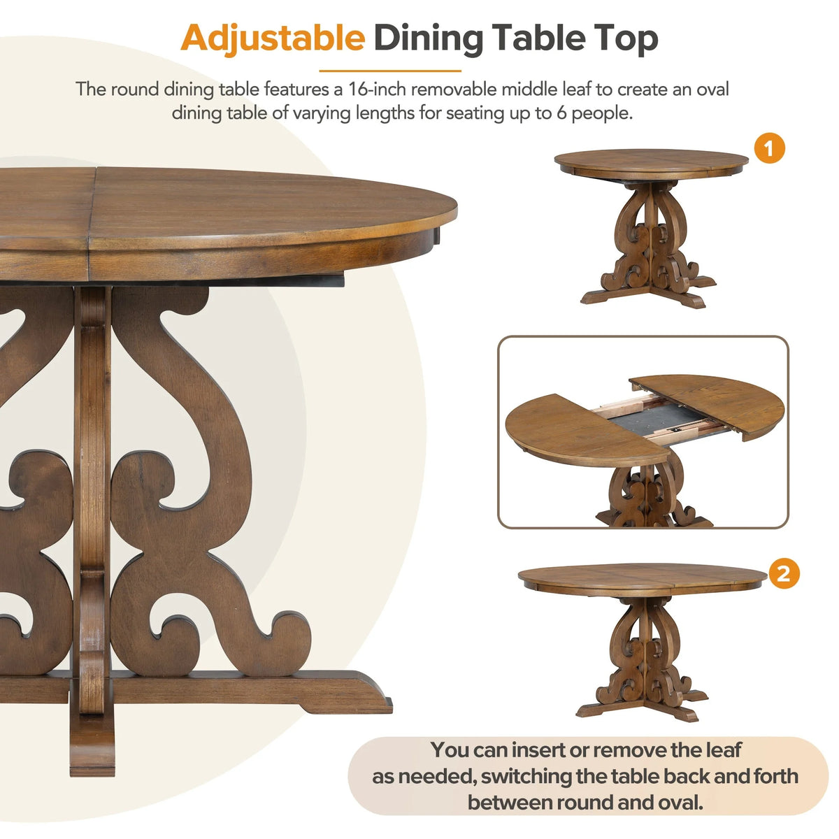 5-Piece Extendable Oval Dining Set with 4 Upholstered Chairs D84511