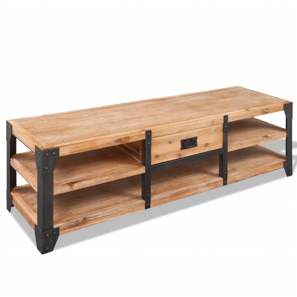 Reclaimed Wood TV Cabinet with Storage Shelves U455