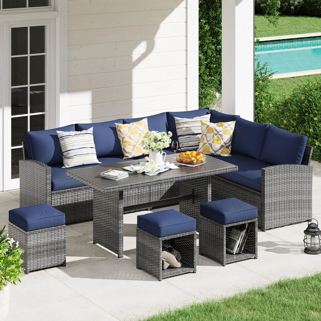7 Pieces PE Rattan Wicker Sofa Set P3583