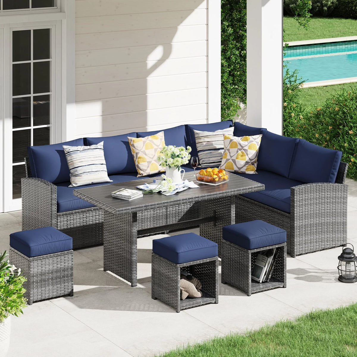 7 Pieces PE Rattan Wicker Sofa Set P3583