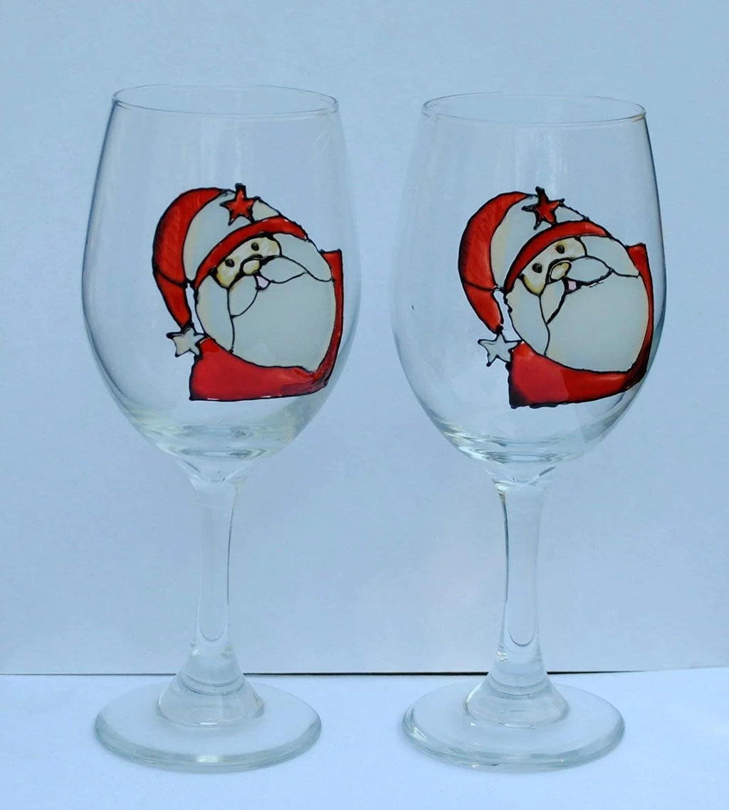 Hand Painted Stemmed Wine Glasses Set Of 2 P22157