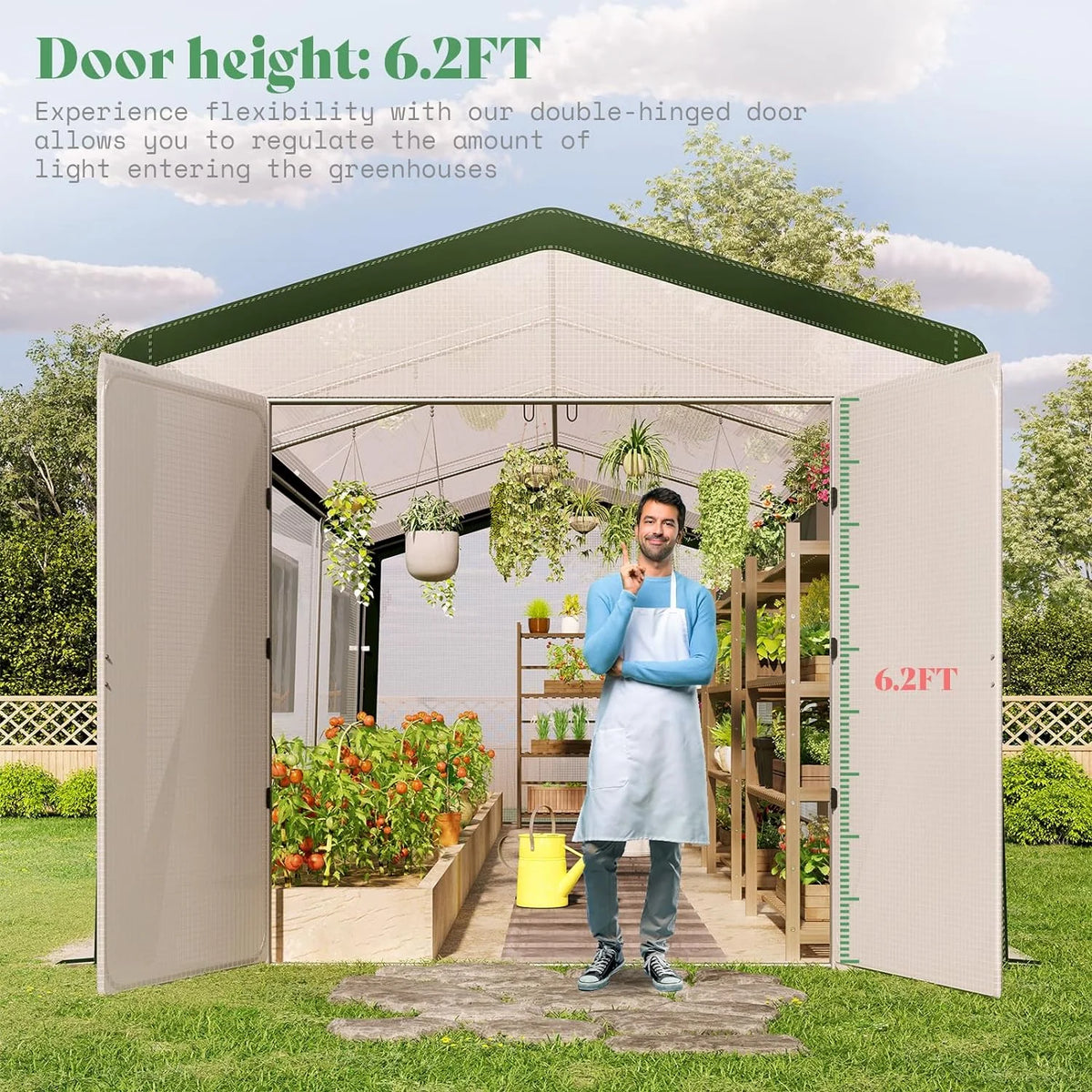 30x10x8.5ft Tunnel Greenhouse with Hinged Door 6 Vents S6979