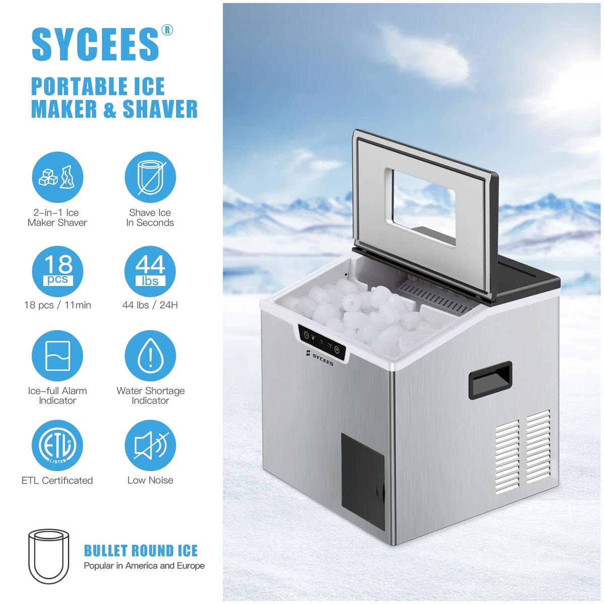 Portable Countertop Ice Maker Machine with Ice Scoop U5276