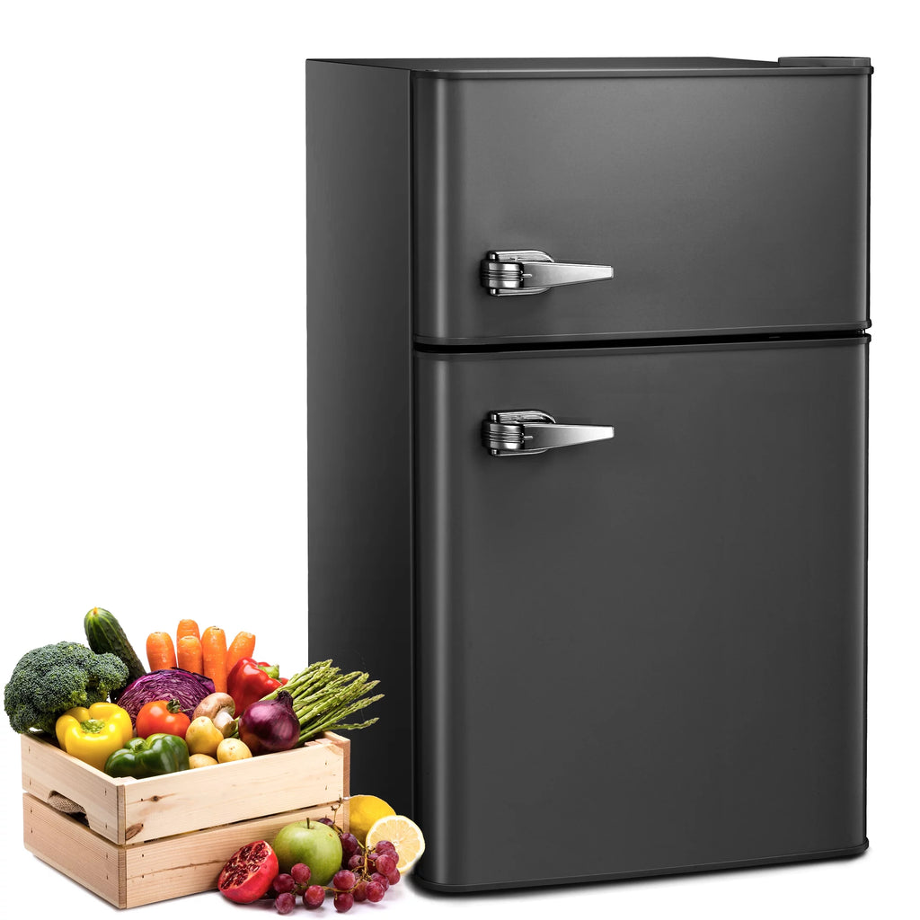 3.2 Cu.Ft Double Door Mini Fridge with Freezer, Black C847859
