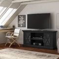 Black TV Stand with Two Side Cabinets and Open Shelves X628