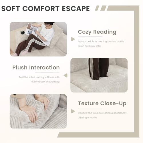 Oversized Corduroy 3 Seater Sectional Sofa U7972