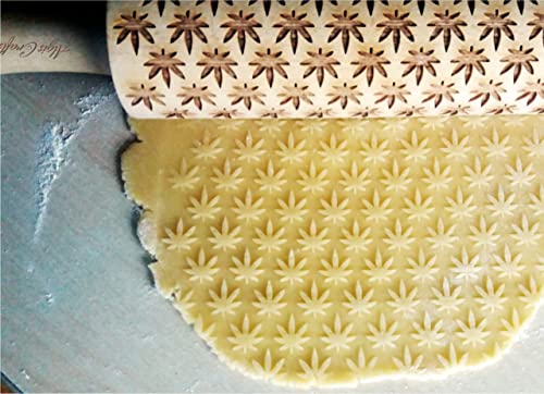 Lotus Flower Pattern Embossing Rolling Pin F70588