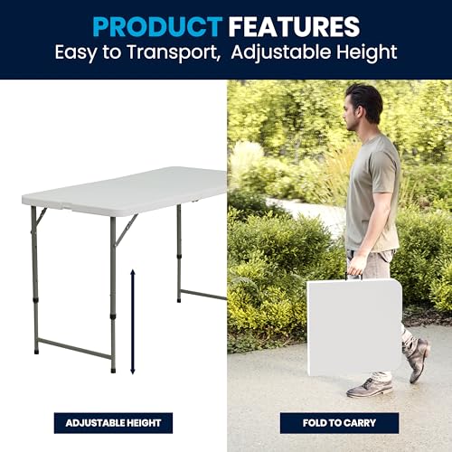 4' White Plastic Folding Table with Adjustable Legs U785663