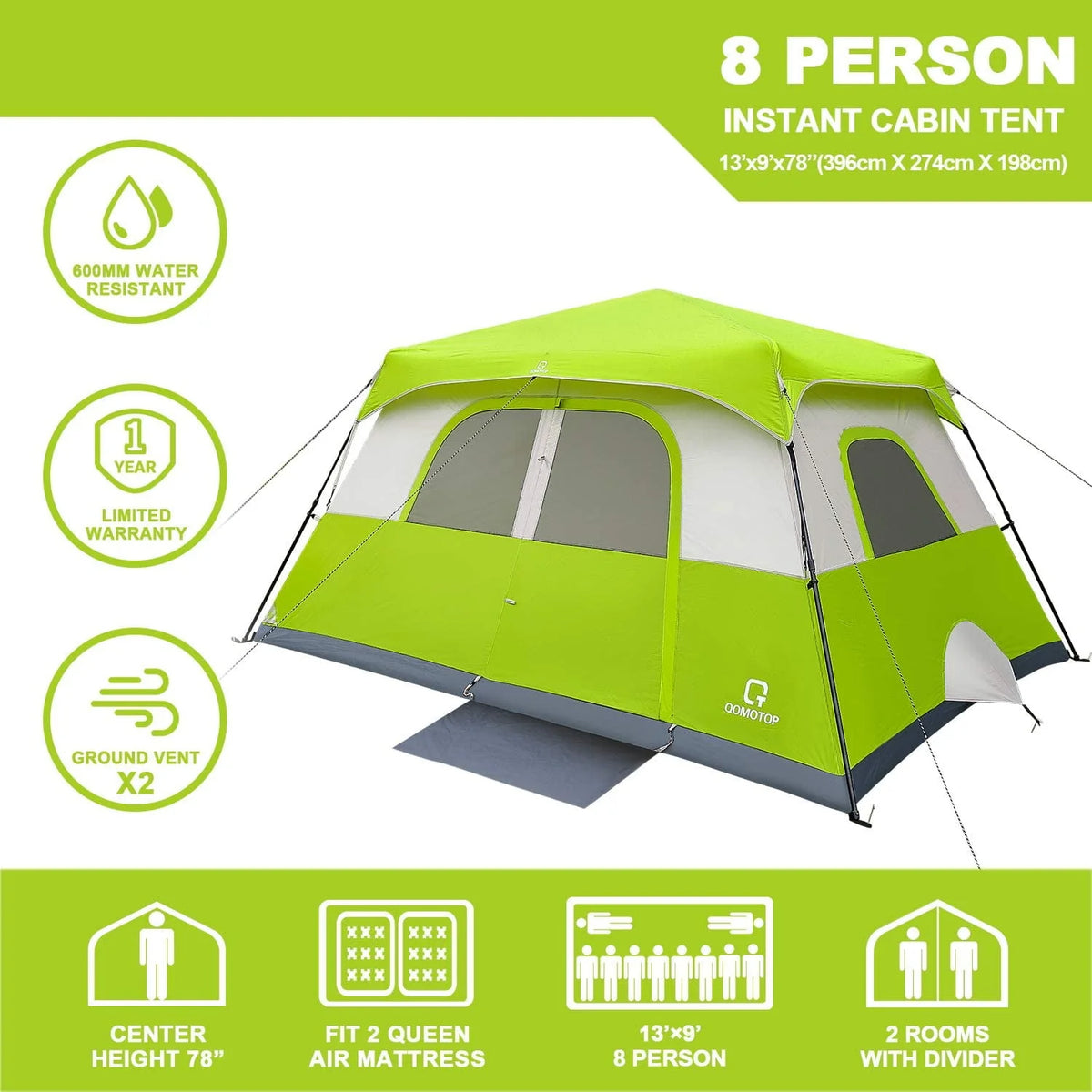 8 Person Instant Waterproof Camping Tent U168153