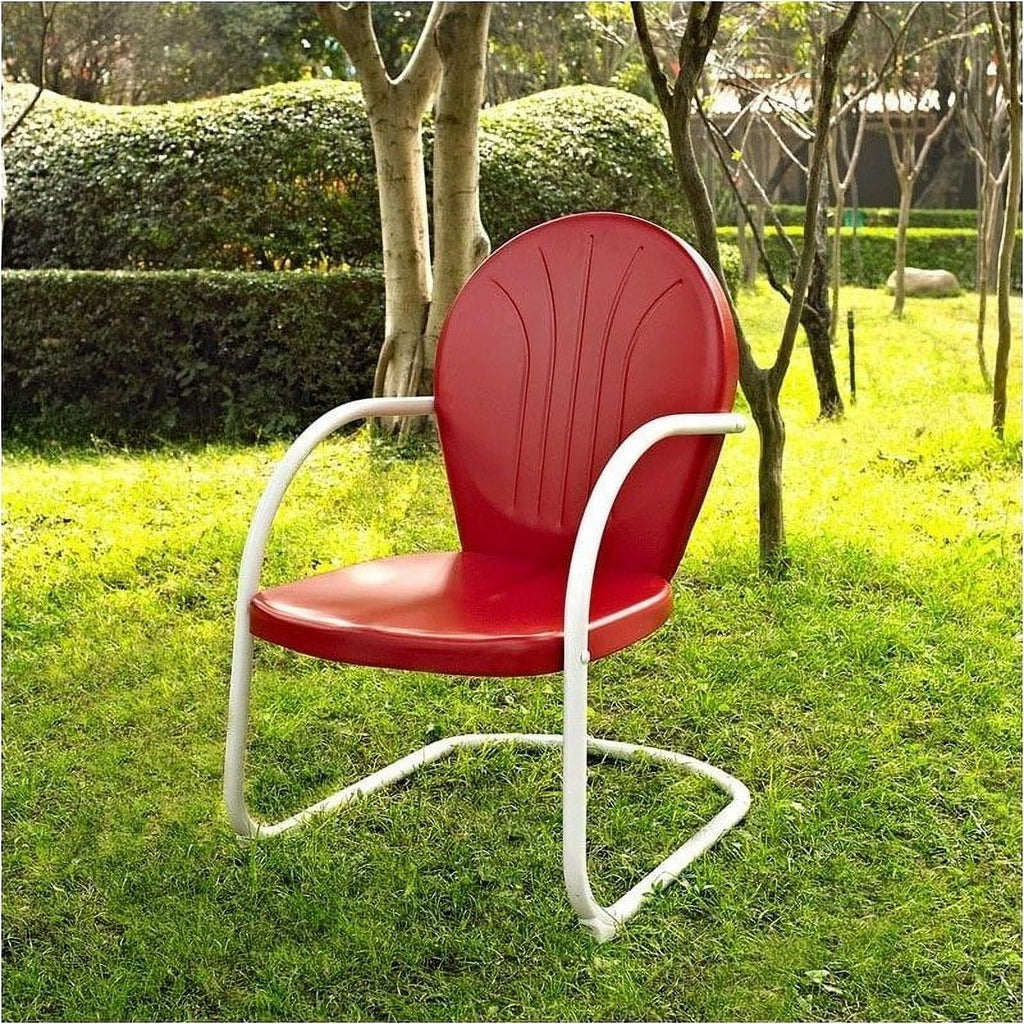 Set of 4 Red Metal Arm Chair V716401