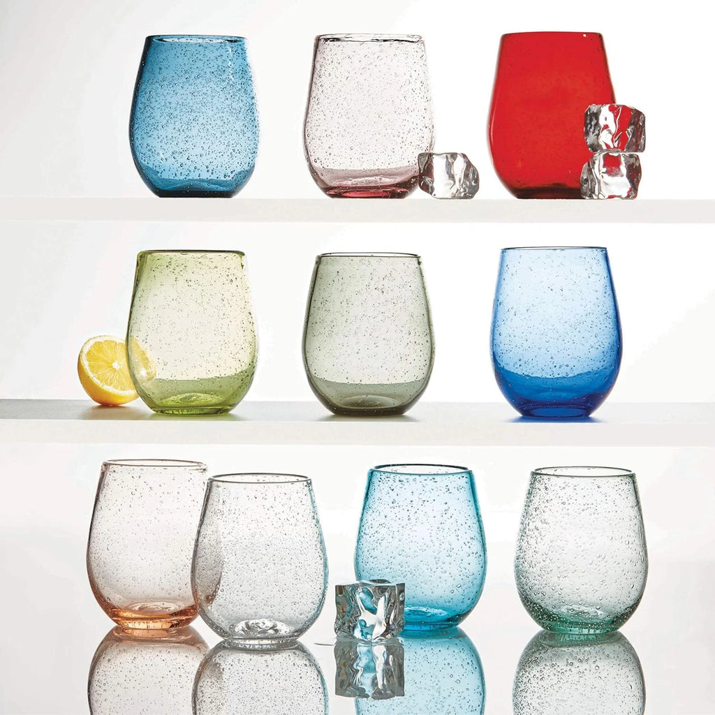 Red 16 Oz. Bubble Glass Stemless Wine Glassware N6257