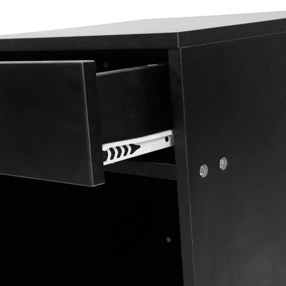 Black Wood 1 Drawer Bedside Table C381752