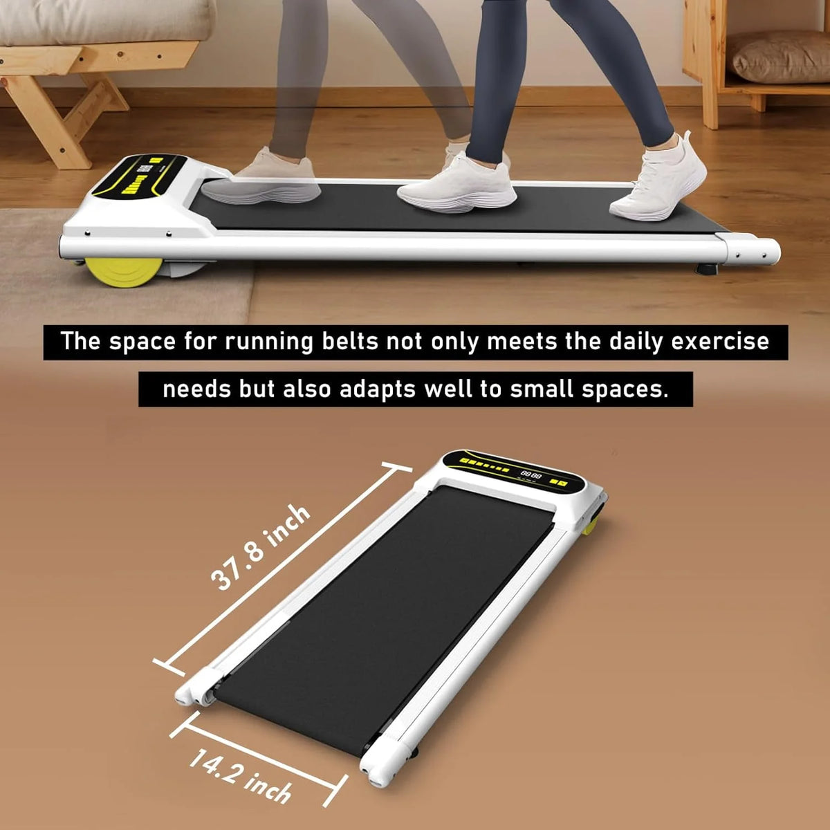 Walking Pad Treadmill Under Desk, 2.25HP Portable Mini Treadmill White W278