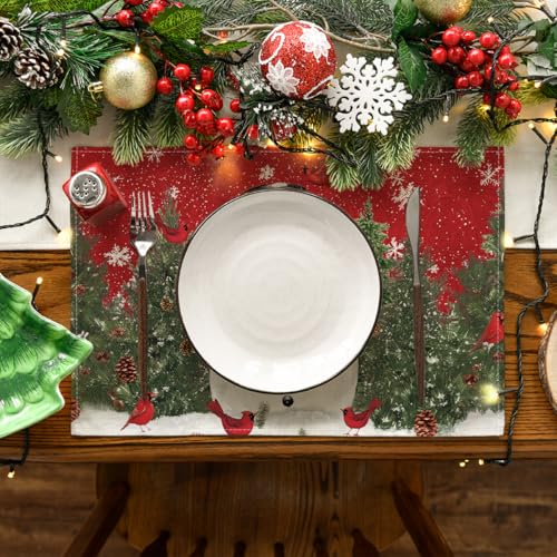 Snowman Cardinals Trees Christmas Placemats Set of 4 M19693