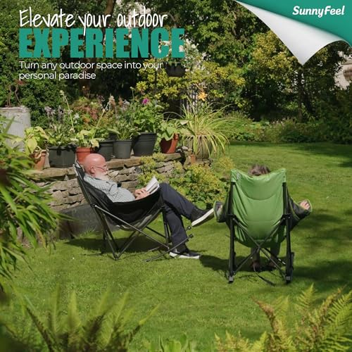 Oversized Padded Rocking Camping Chair with Side Pocket Y652