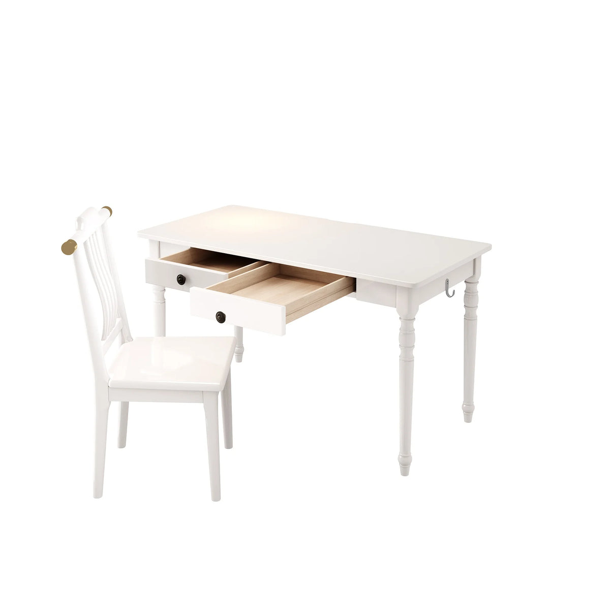 White Executive Desk and Chair Set with Drawer F444