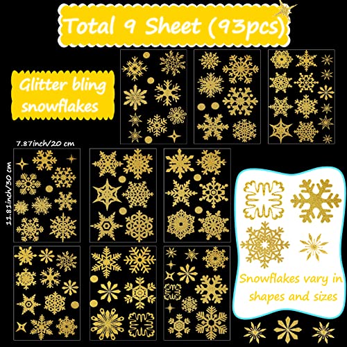 9 Sheets Snowflake Wall Decal Silver Window Clings Removable Stickers U965