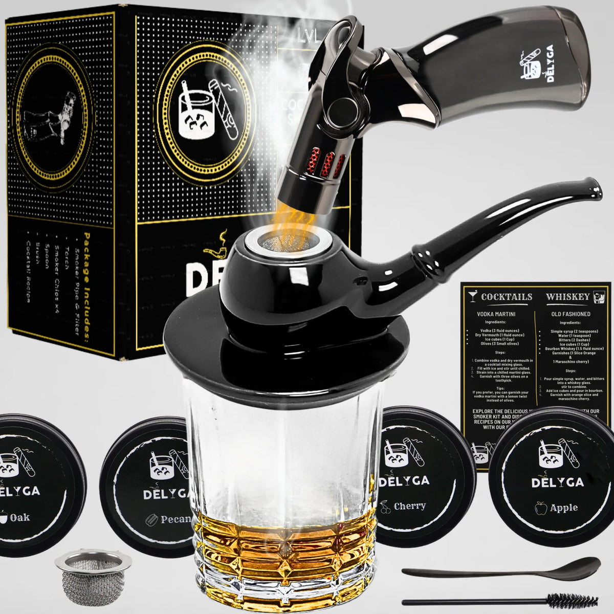Cocktail Smoker Kit with Torch, 4 Wood Chips Flavors P286425