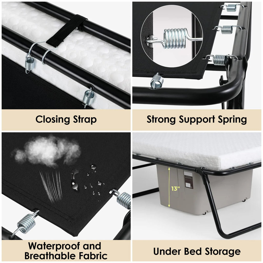 Folding Bed with Memory Foam Mattress E21455