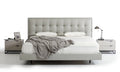 Grey Leatherette Tufted King Bedroom Set 3Pcs N4800