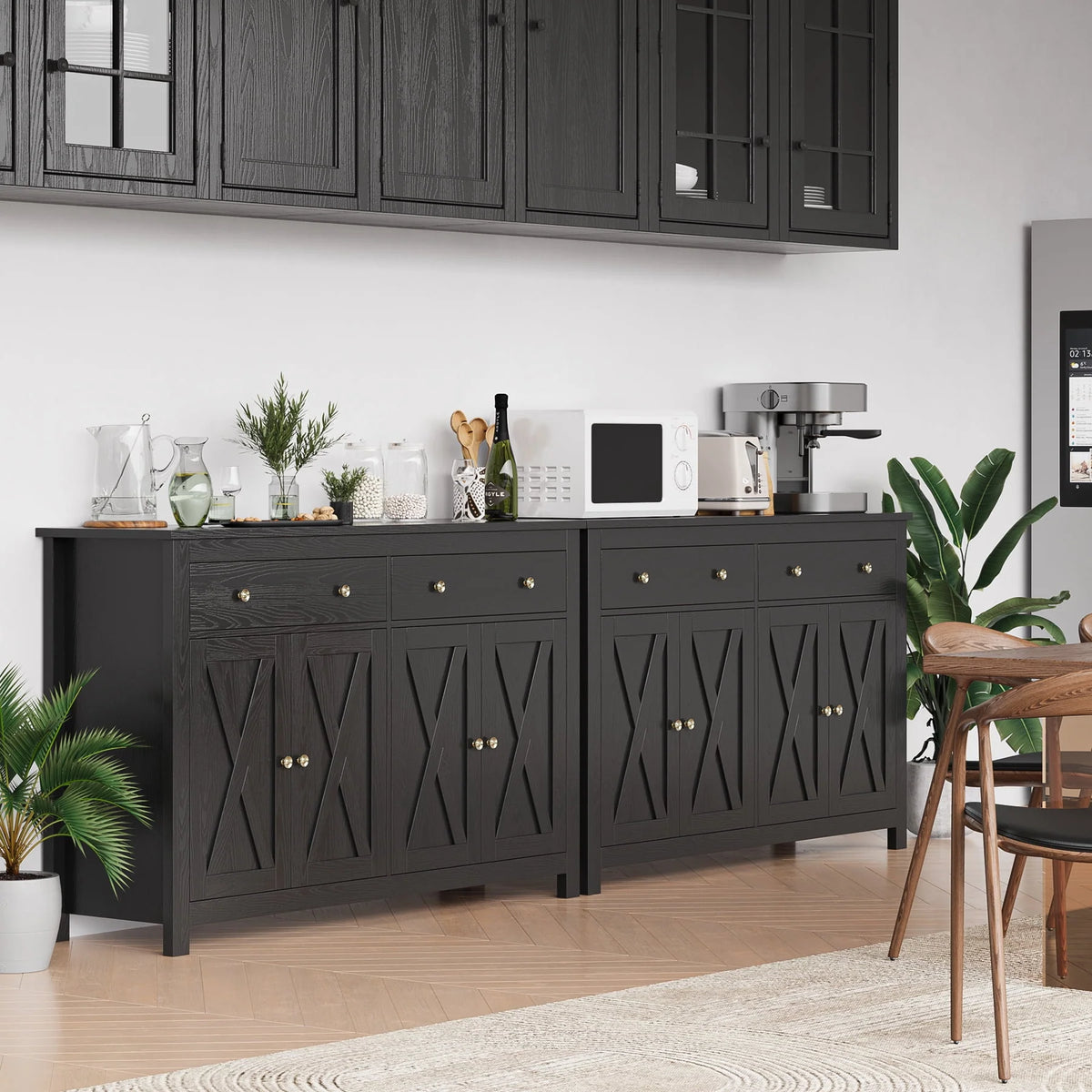 White 4-Doors 2-Drawers Wood Storage Cabinet T810