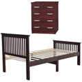 Pine Twin Bed and Dresser with Lock in Mahogany A932451