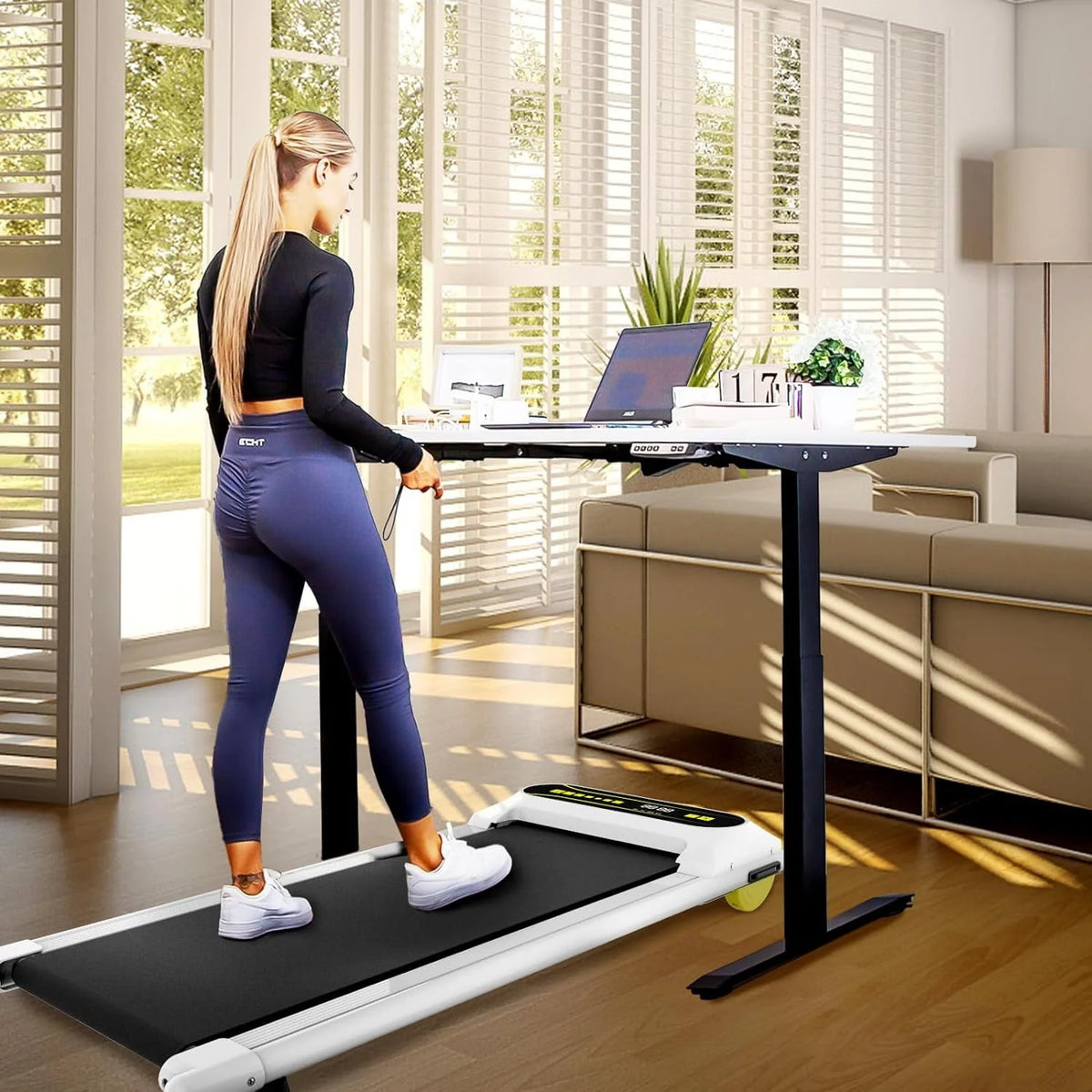 Walking Pad Treadmill Under Desk, 2.25HP Portable Mini Treadmill White W278