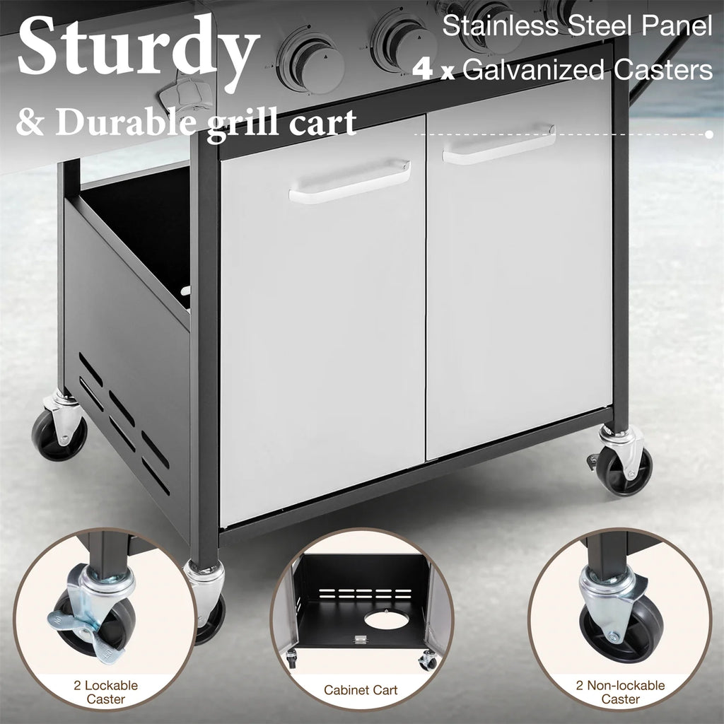 4 Burner Propane Gas Grill with Side Burner Stainless Steel W957294