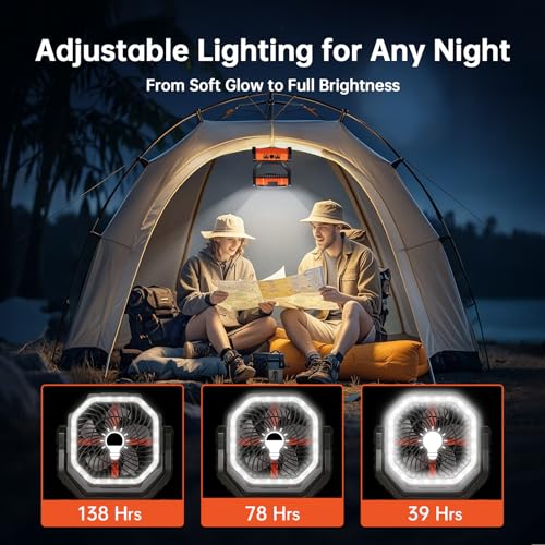 20000mAh Portable Camping Fan with LED Light F6984