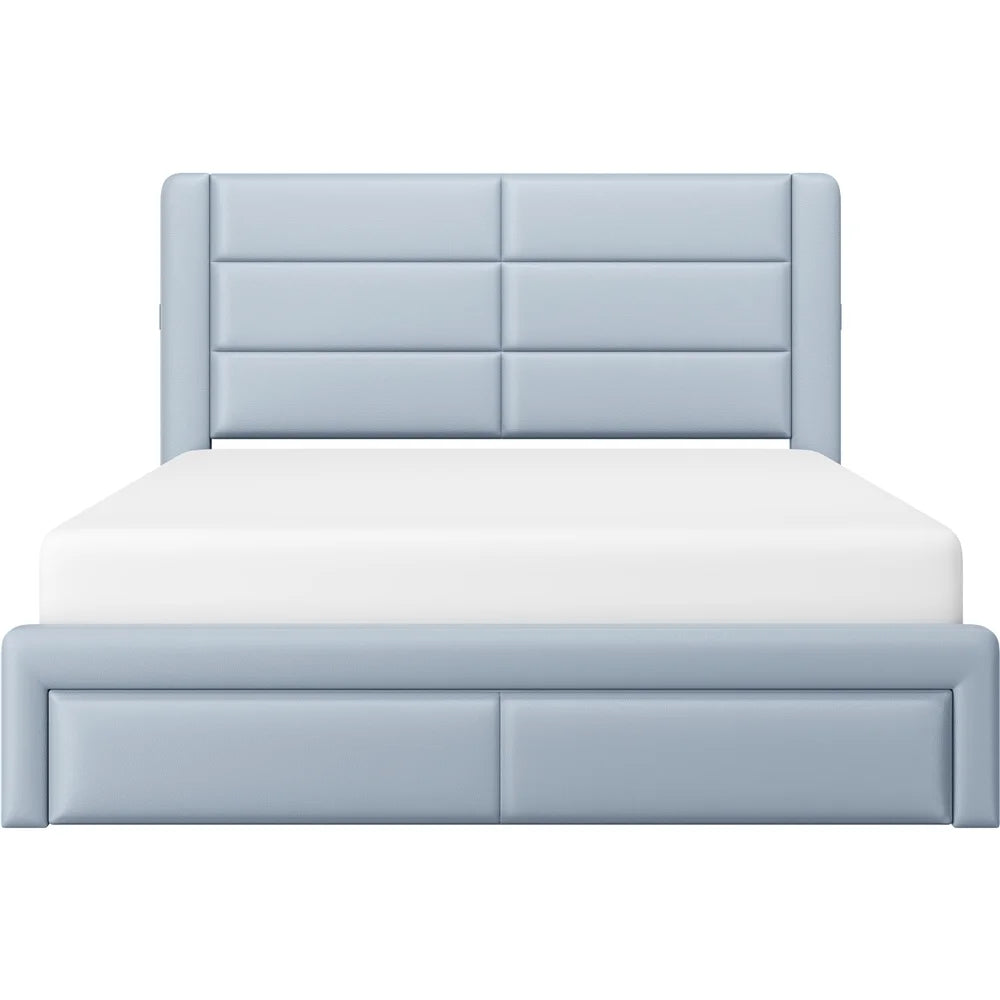 Upholstered Queen Bed with 3 Storage Drawers and USB Ports K196