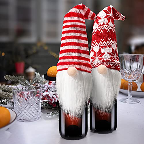 Handmade Plush Christmas Gnome Bottle Toppers 8 Pieces O42948