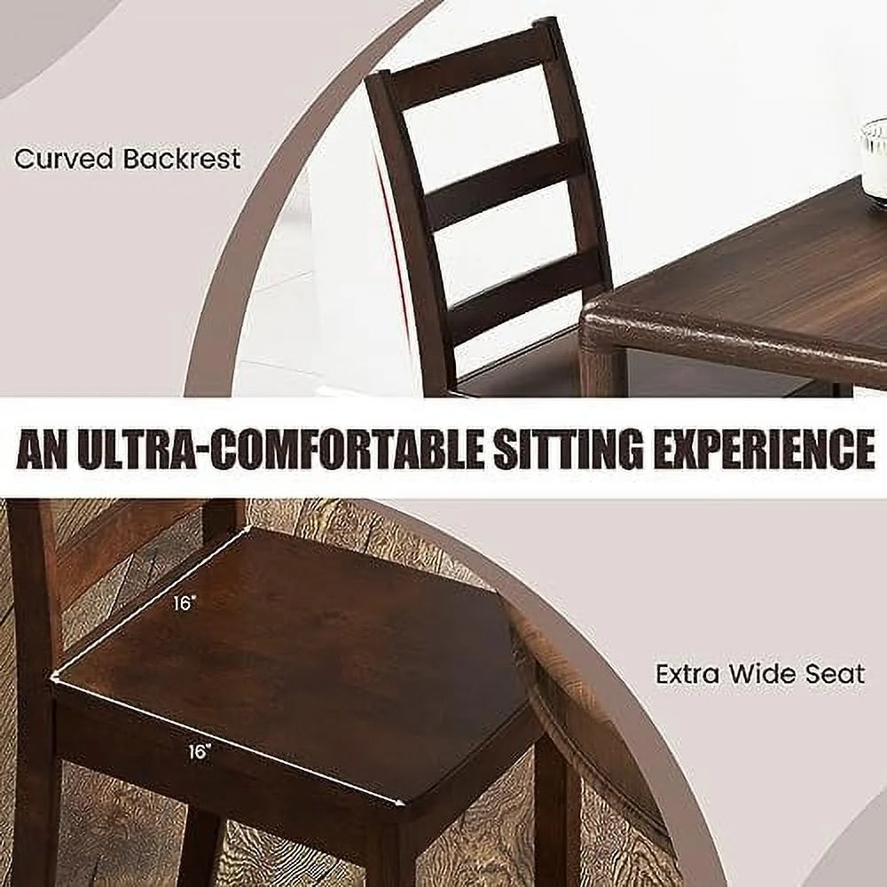 Dining Chairs Set of 2 Ladder Back Rubber Wood Legs S9964
