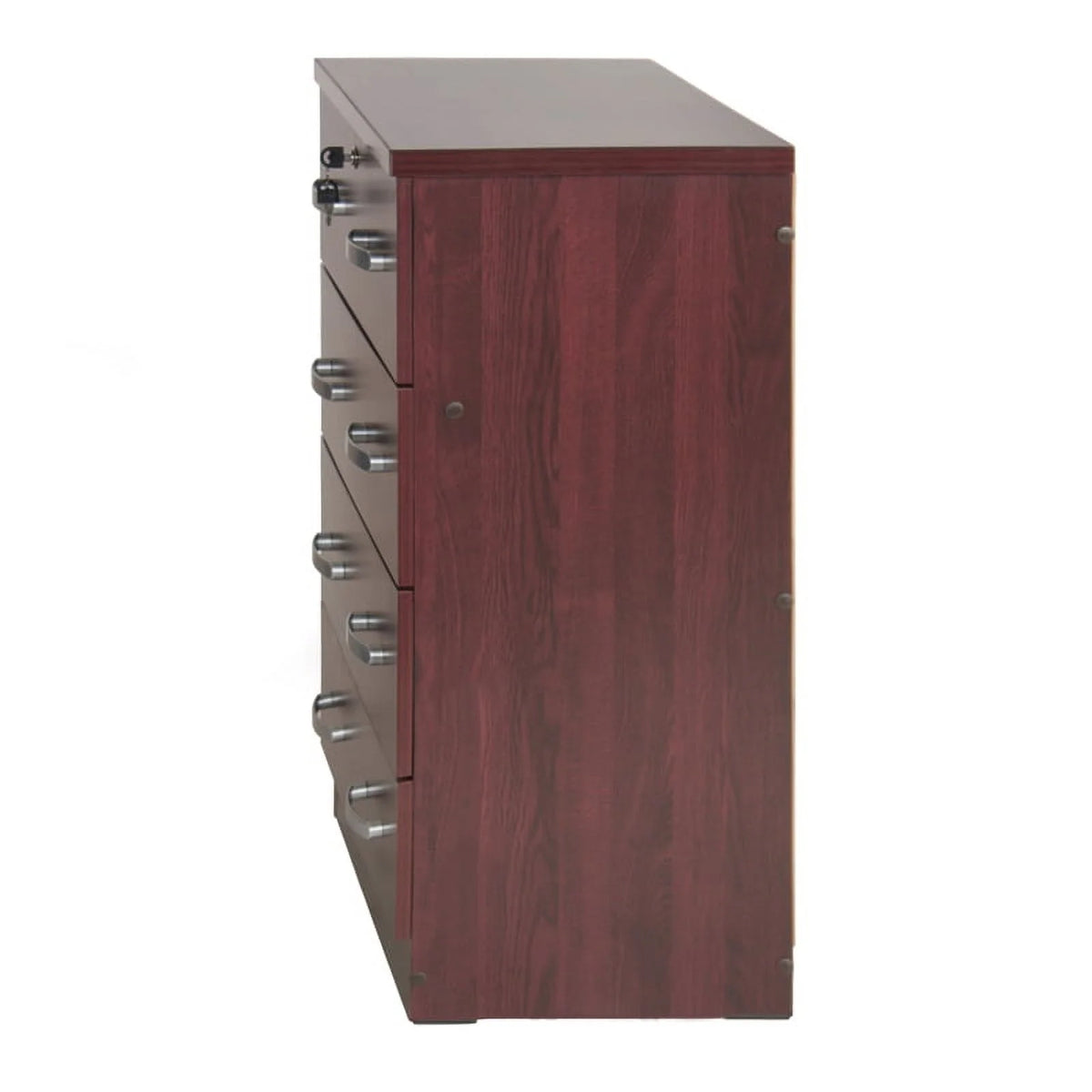 Pine Twin Bed and Dresser with Lock in Mahogany A932451