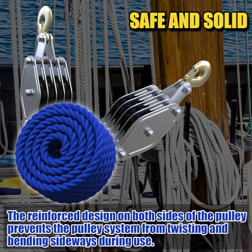 Heavy Duty 4400LBS Pulley Hoist with 65 Ft Rope Y888