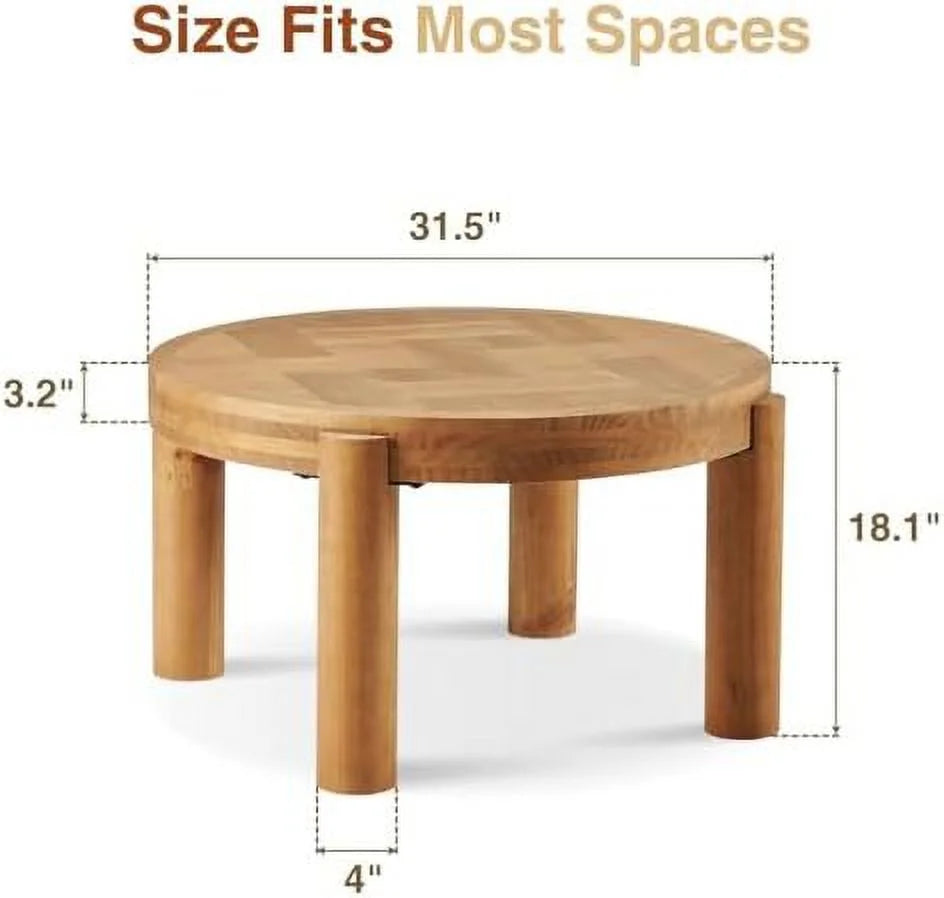 Round Wood Coffee Table with Solid Pine Wood Legs N9712