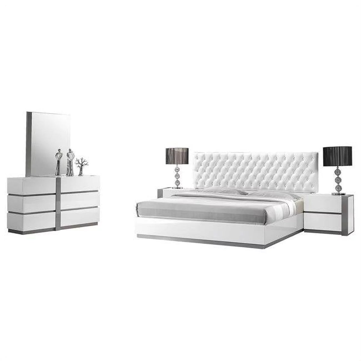 White 5-Piece Engineered Wood Cal King Bedroom Set X277989