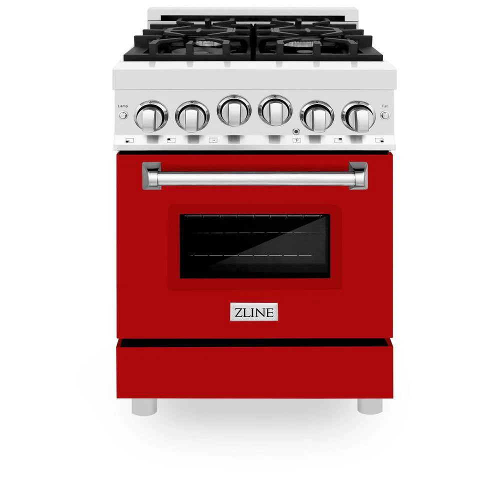 24 In. Gas Range Stainless Steel Red Matte Door B816